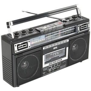 QFX J-22U Retro Radio Cassette‎ Player MP3 Recorder USB SD X-Bass Boombox Black